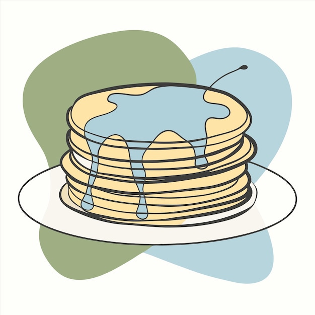 Vector a stack of pancakes with a blue and green background