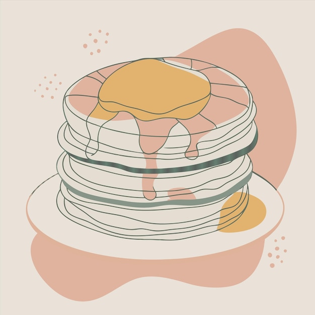 Vector a stack of pancakes with eggs and eggs on them