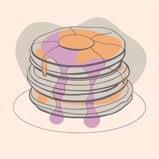 Vector a stack of pancakes with a purple and pink color on the bottom