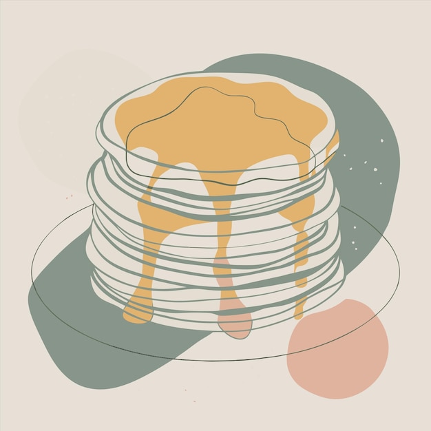 a stack of pancakes with a stack of pancakes and syrup on it