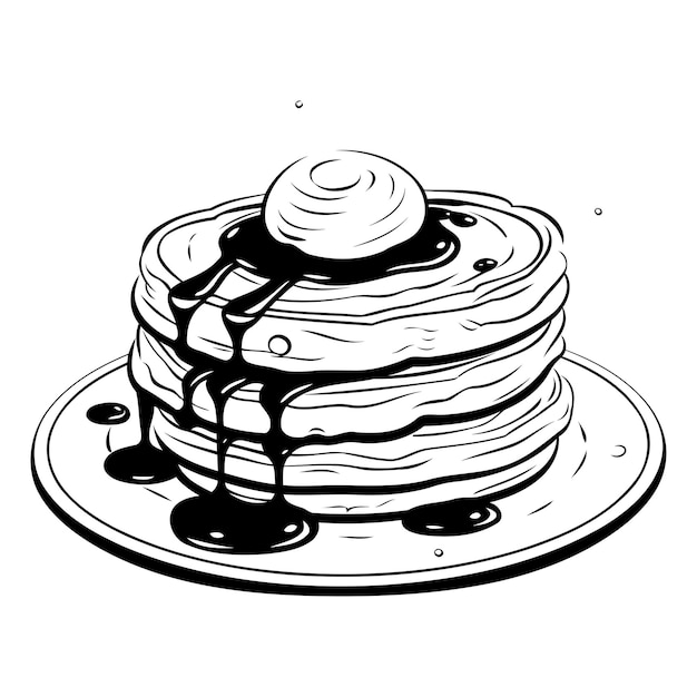 Vector a stack of pancakes with syrup and syrup on top