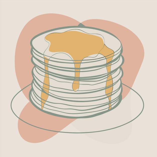 Vector a stack of pancakes with syrup on the top