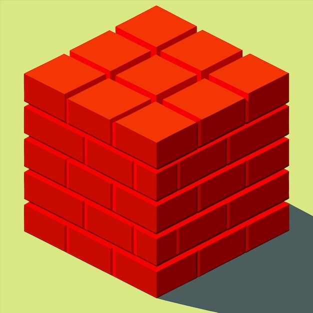 a stack of red bricks with a green background