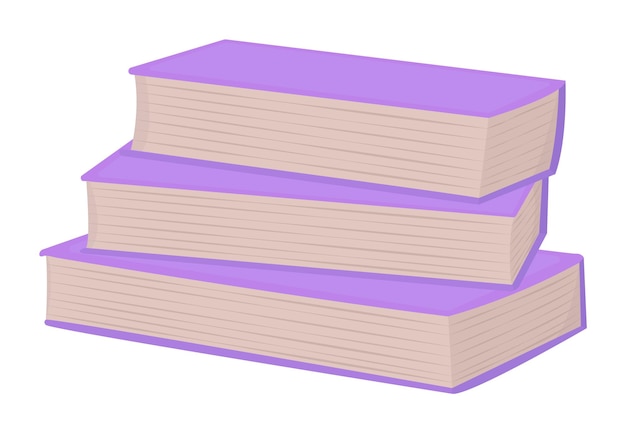 Stack of three books, purple and beige colors