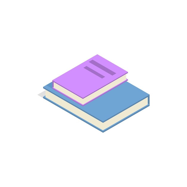 Stack of two books icon in isometric 3d style on a white background