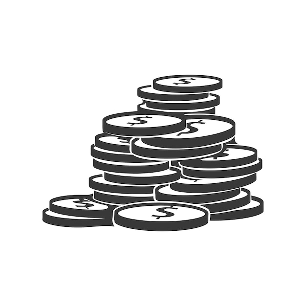 Vector stack of us dollar coins in silhouette