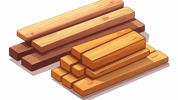 Vector stack of wooden construction lumber planks