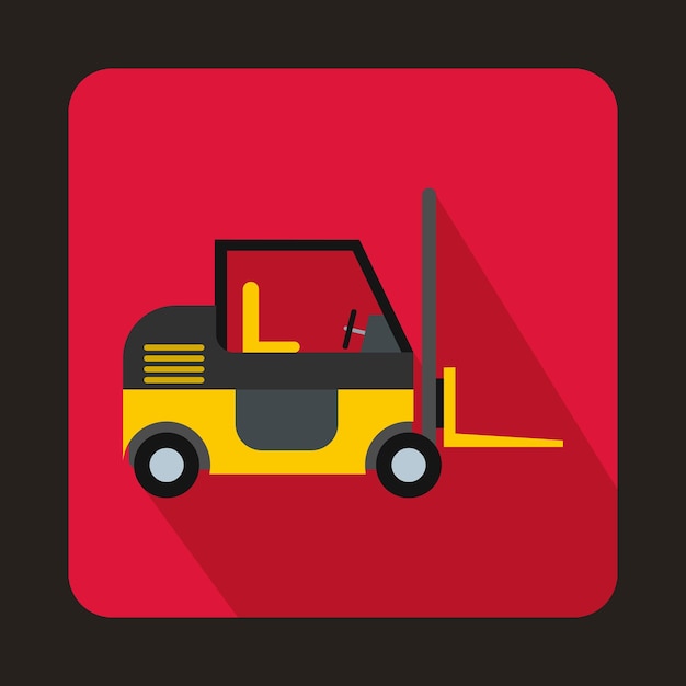 Stacker loader icon in flat style on a pink background