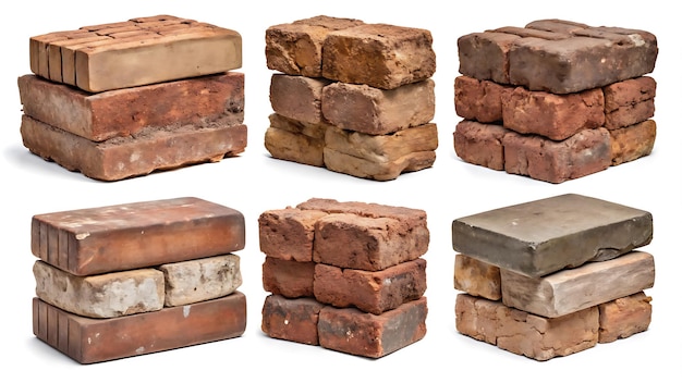 Stacks of Weathered Bricks for Construction or Architectural Design Elements