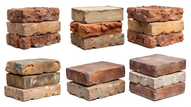 Stacks of Weathered Bricks for Construction or Architectural Design Elements