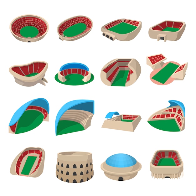 Stadium cartoon icons set isolated