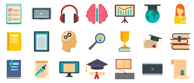 Staff education icons set