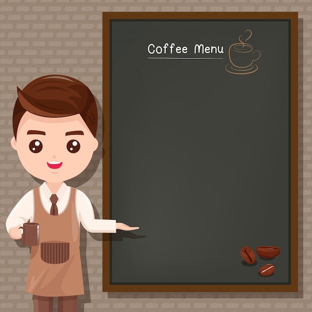 Staff men recommended coffee menu