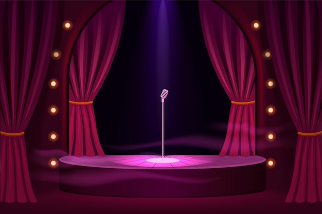 Stage for performances with microphone template