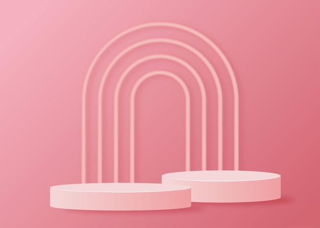 stage podium on pink background