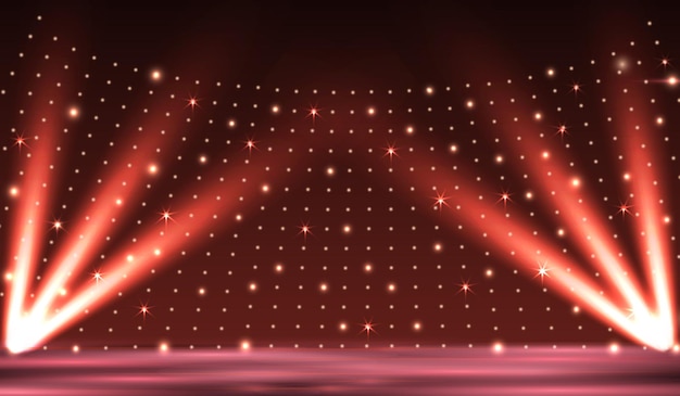 Stage podium with lighting background illustration