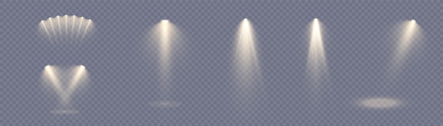 Vector stage spotlight golden light source concert lighting spotlight for concert lighting