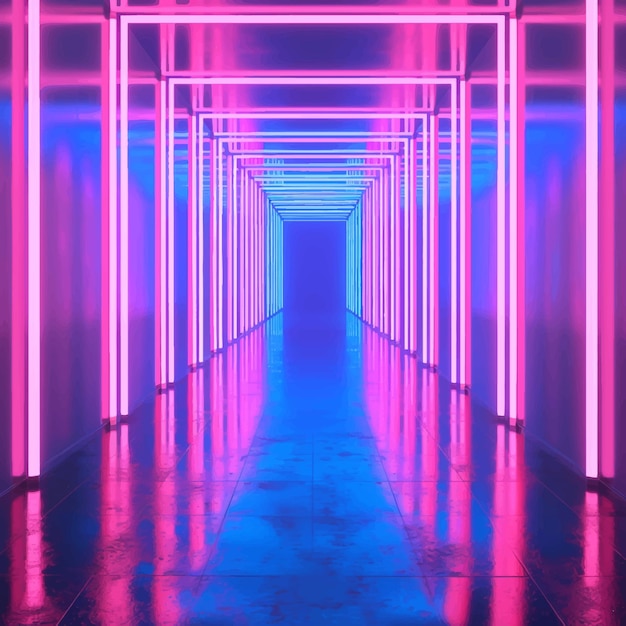 stage tunnel illumination render cyber neon perspective glowing show futuristic vibrant 3d cl