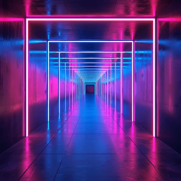 stage tunnel render hall neon perspective glowing future futuristic 3d club science security