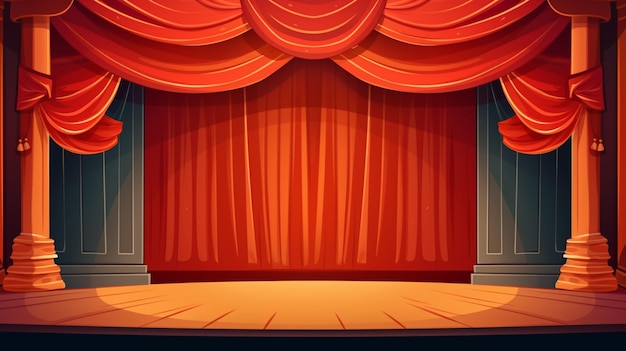 a stage with a red curtain that says quot the stage quot