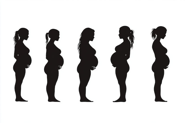 Vector stages of pregnant woman silhouette