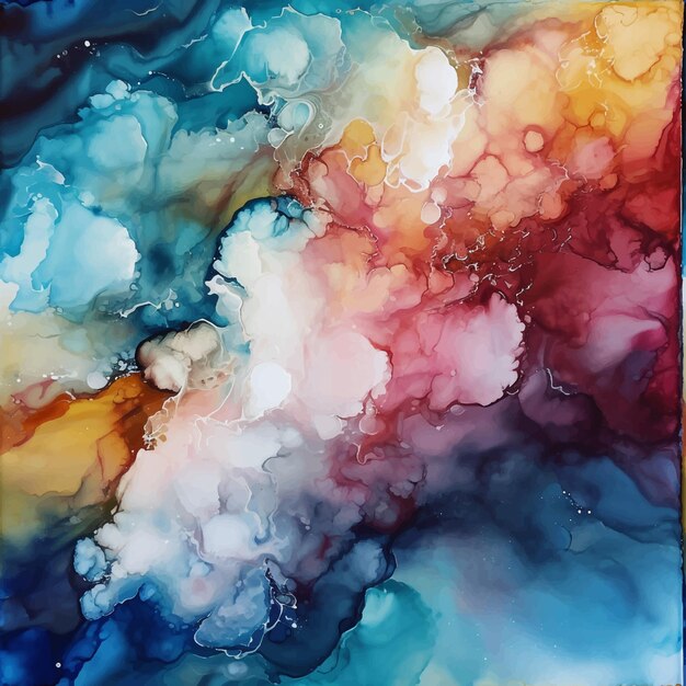 Vector stain dye imagination ink spray splash mix smoke flow creativity textured watercolor wave effect