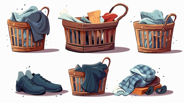 Vector stained clothes pile illustration dirty laundry concept