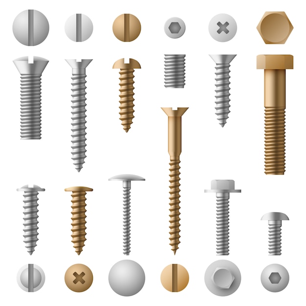 Stainless bolts screws, nuts, fasteners and rivets   isolated on white 