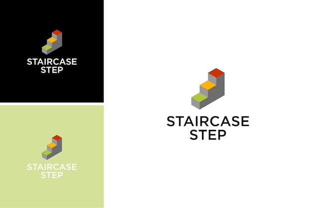 staircase step logo design, move grow up vector .leader success illustration