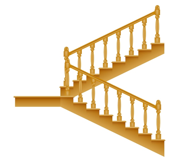 Stairs for the house inside to the second floor made of wooden vector illustration