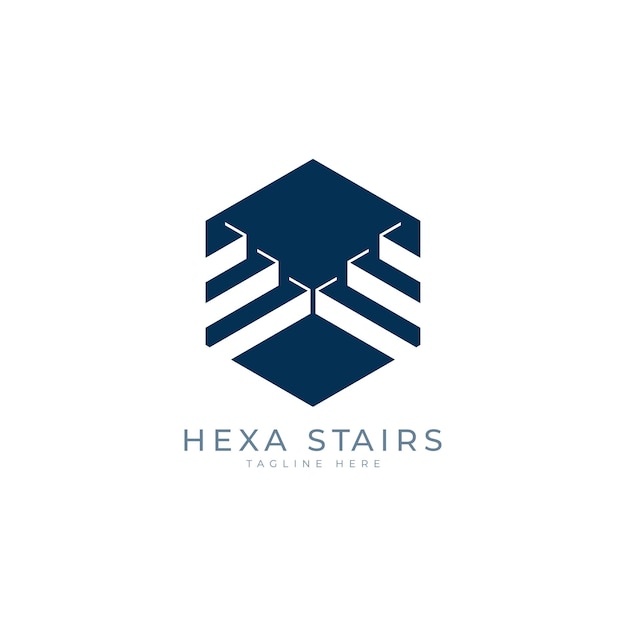 stairs logo design concept hexagon steps logo for corporate business company