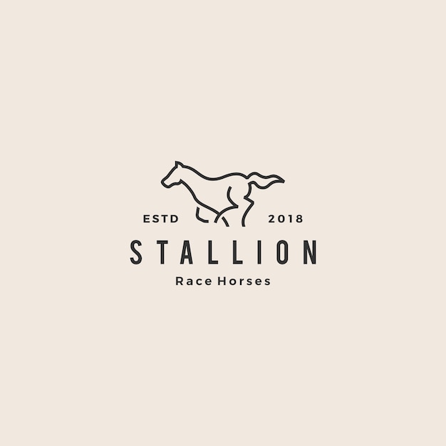 Stallion horse running race logo hipster vintage line 