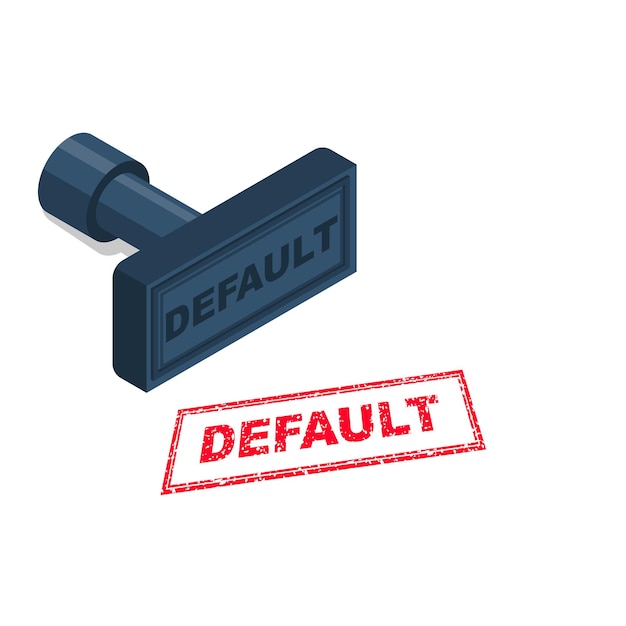 Stamp default. Symbol of bankruptcy. Crisis grunge rubber stamp. Vector illustration flat design.