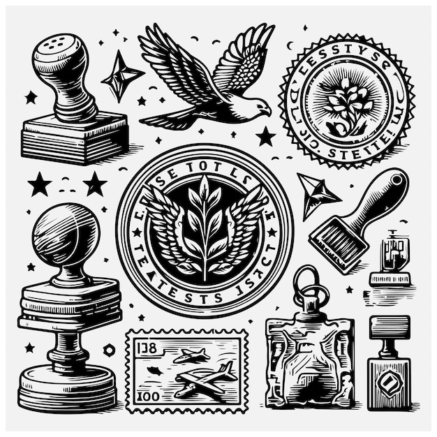 Vector stamp set vector stamp without text stock illustration