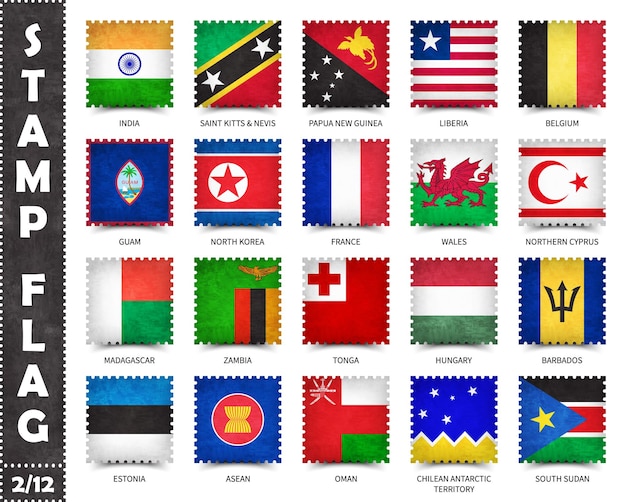 Stamps set of official flags of countries in the world