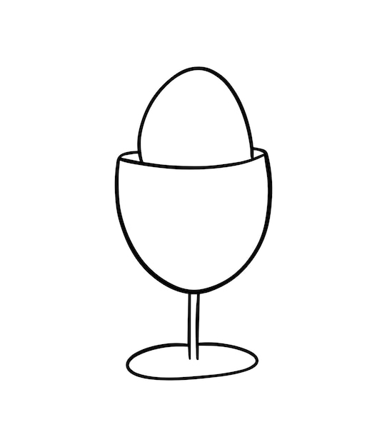 Stand for boiled egg breakfast protein yolk poached hard boiled food doodle linear cartoon coloring