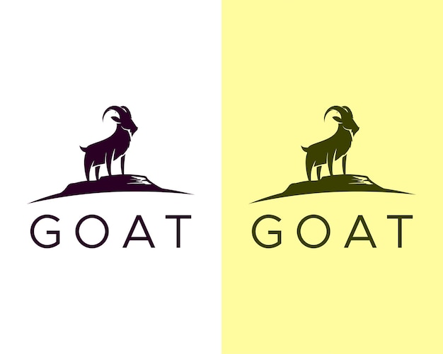 Stand goat on rock logo design inspiration