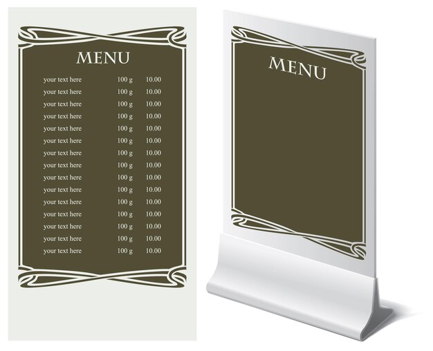 Vector stand and template for menu