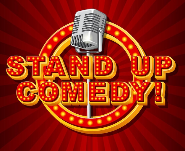 Stand up comedy logo with microphone