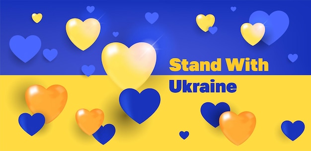 stand with Ukraine banner pray for Ukrainian peace save Ukraine from russia stop war concept horizontal vector illustration