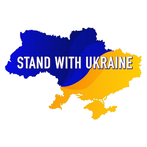 Stand With Ukraine Poster Template with Silhouette of Ukrainian Map Motivation Poster Template