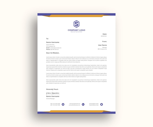 standard official Letterhead stationary Design template