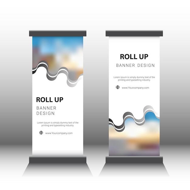 standee banner design with wavy lines