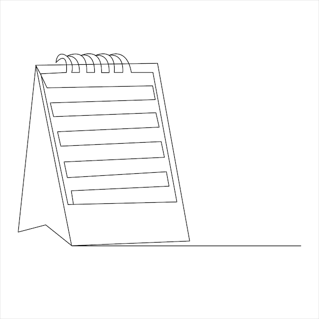 Standing calendar icon planning continuous single line art drawing and scheduling concept