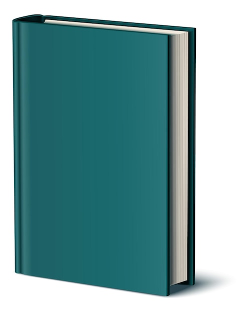 Standing closed book mockup Realistic green hardcover isolated on white background