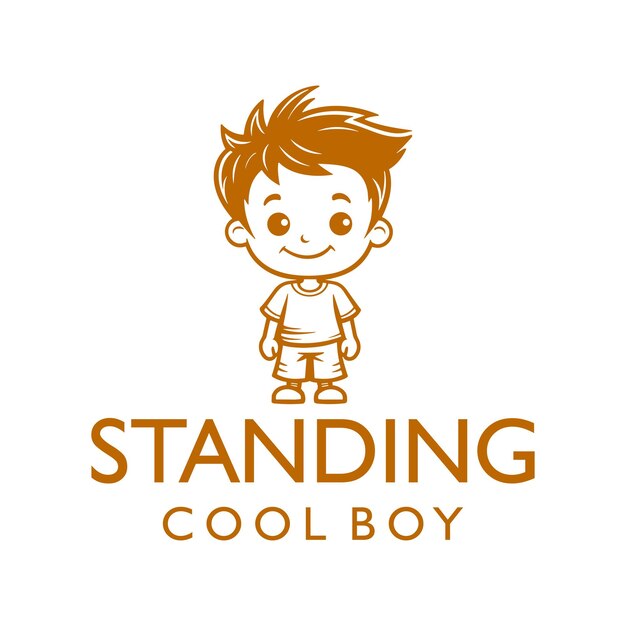 Standing cool boy logo vector illustration