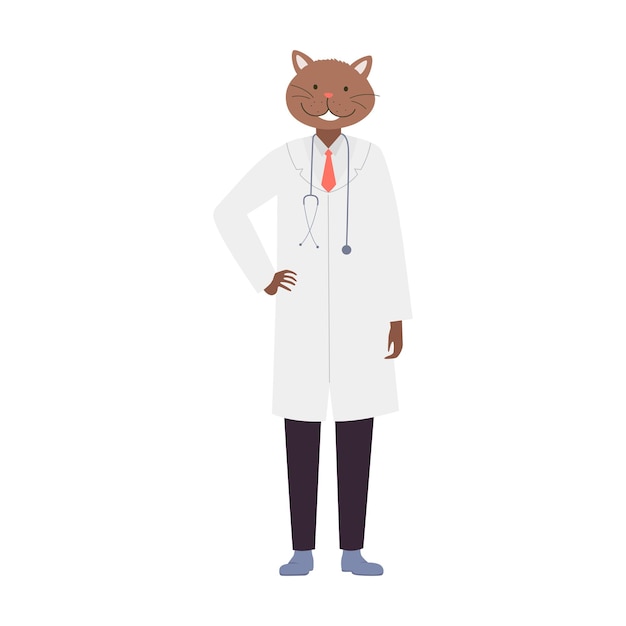 Standing doctor cat with hand on hips