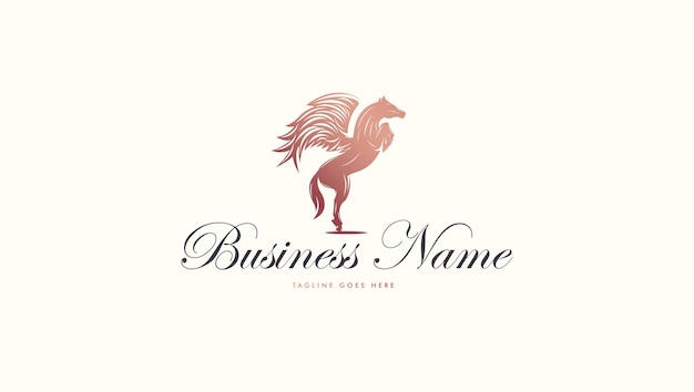 Standing horse logo with golden wings