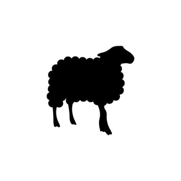 Vector standing sheep silhouette on white background