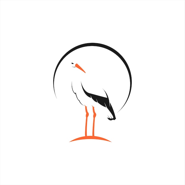 standing stork logo simple cartoon